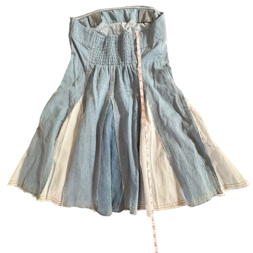 Pilcro Strapless Blue and Cream Dress - Picture 4 of 14